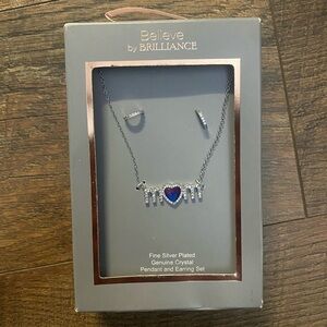 💕 2 For $10 NWT Believe By Brilliance “Mom” Sterling Silver/Crystal Set